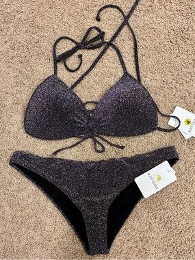 🆕 Body Glove Shimmer Black Triangle Bikini Set